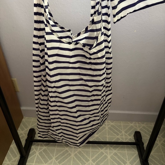 BIG BAGGU Blue White Striped Reusable Foldable Tote Bag Small Zipper Pouch - Picture 2 of 15